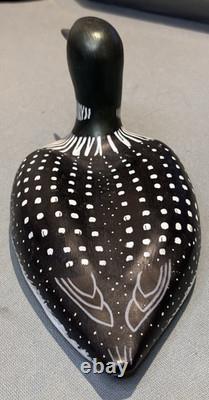 Canard leurre sculpté peint signé, art populaire, 1978 Nick Nelson, cadeaux d'art vintage