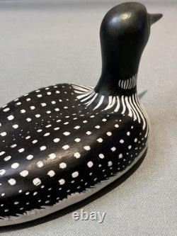 Canard leurre sculpté peint signé, art populaire, 1978 Nick Nelson, cadeaux d'art vintage