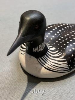 Canard leurre sculpté peint signé, art populaire, 1978 Nick Nelson, cadeaux d'art vintage