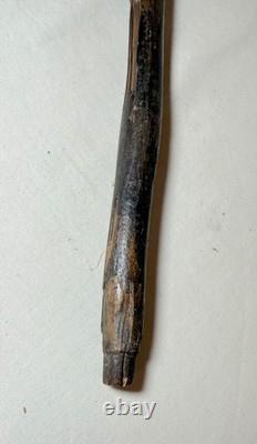 Canne en bois sculptée à la main, singe lézard, art populaire du XIXe siècle