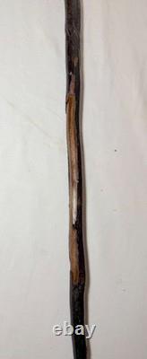 Canne en bois sculptée à la main, singe lézard, art populaire du XIXe siècle