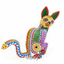 Cat Lovely Oaxacan Alebrije Sculpture Sur Bois Fine Art Populaire Mexicain Sculpture