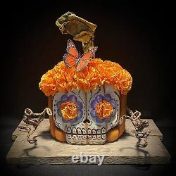 Chainsaw Carving Wood Art Crâne De Sucre D'automne Crâne De Citrouille D'automne
