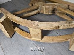 Cheval à bascule en bois massif sculpté à la main, art populaire rustique vintage