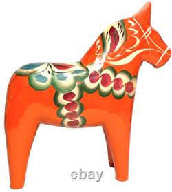 Cheval de Dala suédois vintage Art populaire Artisan Sculpture en bois sculpté et peint