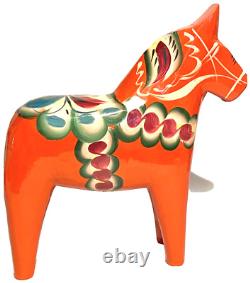 Cheval de Dala suédois vintage Art populaire Artisan Sculpture en bois sculpté et peint