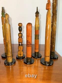 Collection de Totems Anciens en Bois Sculpté et Peints à la Main - Une Folklore Étonnante