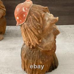 Couple de trolls en bois sculpté à la main norvégien vintage Henning, art populaire signé 8
