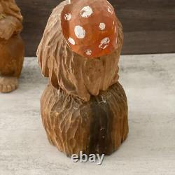 Couple de trolls en bois sculpté à la main norvégien vintage Henning, art populaire signé 8
