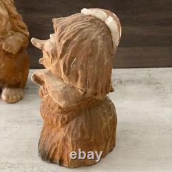 Couple de trolls en bois sculpté à la main norvégien vintage Henning, art populaire signé 8