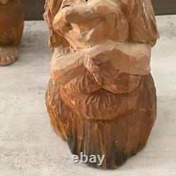 Couple de trolls en bois sculpté à la main norvégien vintage Henning, art populaire signé 8