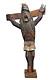 Croix Primitive En Bois Sculpté Santos Jesus Crucifix Guatemala Art Populaire Rare