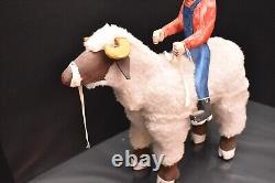 DELBERT BUCK Sculpture Cow-boy Montant un Mouton Art Populaire NAVAJO Américain Autochtone Sculpté