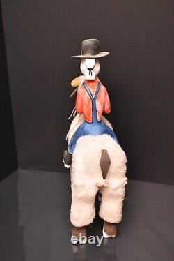 DELBERT BUCK Sculpture Cow-boy Montant un Mouton Art Populaire NAVAJO Américain Autochtone Sculpté