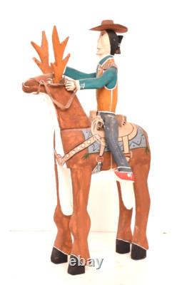 DELBERT BUCK Sculpture Cowboy Monte Cerf ART POPULAIRE NAVAJO Art Amérindien Sculpté