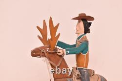 DELBERT BUCK Sculpture Cowboy Monte Cerf ART POPULAIRE NAVAJO Art Amérindien Sculpté