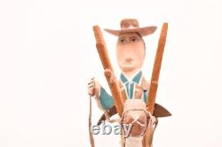 DELBERT BUCK Sculpture Cowboy Monte Cerf ART POPULAIRE NAVAJO Art Amérindien Sculpté