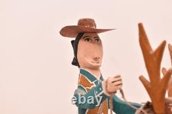 DELBERT BUCK Sculpture Cowboy Monte Cerf ART POPULAIRE NAVAJO Art Amérindien Sculpté
