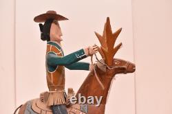 DELBERT BUCK Sculpture Cowboy Monte Cerf ART POPULAIRE NAVAJO Art Amérindien Sculpté
