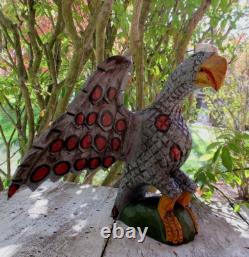 Dan et Barbara Strawser PA Folk Art Aigle en bois sculpté style Schimmel OOAK 10,5 H