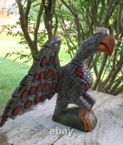 Dan et Barbara Strawser PA Folk Art Aigle en bois sculpté style Schimmel OOAK 10,5 H
