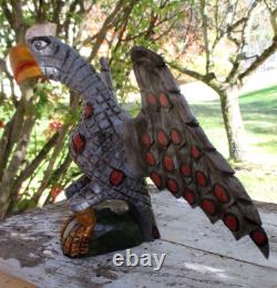 Dan et Barbara Strawser PA Folk Art Aigle en bois sculpté style Schimmel OOAK 10,5 H