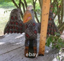 Dan et Barbara Strawser PA Folk Art Aigle en bois sculpté style Schimmel OOAK 10,5 H
