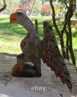 Dan et Barbara Strawser PA Folk Art Aigle en bois sculpté style Schimmel OOAK 10,5 H