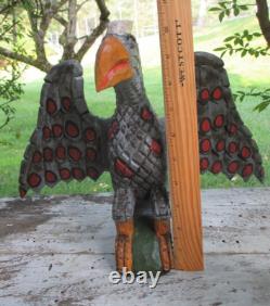 Dan et Barbara Strawser PA Folk Art Aigle en bois sculpté style Schimmel OOAK 10,5 H