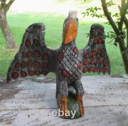 Dan et Barbara Strawser PA Folk Art Aigle en bois sculpté style Schimmel OOAK 10,5 H