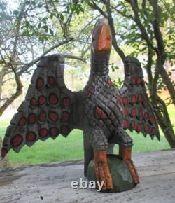 Dan et Barbara Strawser PA Folk Art Aigle en bois sculpté style Schimmel OOAK 10,5 H