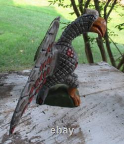 Dan et Barbara Strawser PA Folk Art Aigle en bois sculpté style Schimmel OOAK 10,5 H