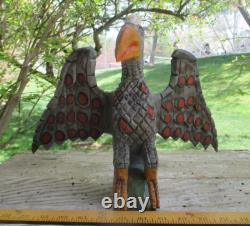 Dan et Barbara Strawser PA Folk Art Aigle en bois sculpté style Schimmel OOAK 10,5 H