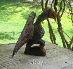 Dan et Barbara Strawser PA Folk Art Aigle en bois sculpté style Schimmel OOAK 10,5 H