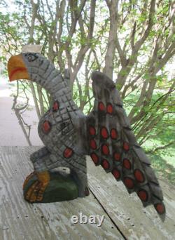 Dan et Barbara Strawser PA Folk Art Aigle en bois sculpté style Schimmel OOAK 10,5 H