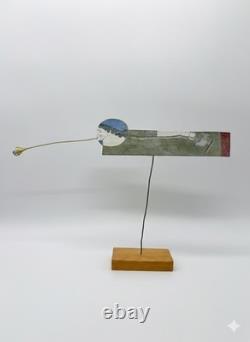 Daniel M Hale Sculpture de Trompette Folk Art Unique en Son Genre Signée 2002