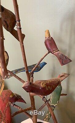Daniel Strawser Robesonia, Pa Pennsylvanie Folk Sculpté À La Main Art Tree Oiseaux C. 1973