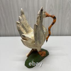 Daniel et Donna Strawser Canard Sculpté en Art Populaire avec Serpent 9 Pouces de Haut 1997 LIRE