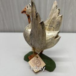 Daniel et Donna Strawser Canard Sculpté en Art Populaire avec Serpent 9 Pouces de Haut 1997 LIRE
