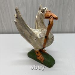 Daniel et Donna Strawser Canard Sculpté en Art Populaire avec Serpent 9 Pouces de Haut 1997 LIRE