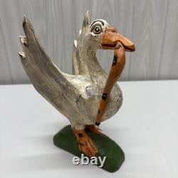 Daniel et Donna Strawser Canard Sculpté en Art Populaire avec Serpent 9 Pouces de Haut 1997 LIRE