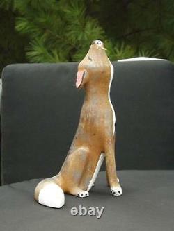 David Alvarez Coyote Wood Sculpture Folk Sculpture Figurine Signée