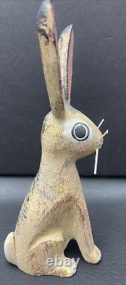David Alvarez Signé Art Populaire Sculpté Bois Jack Rabbit Bunny Sculpture 7-1/2