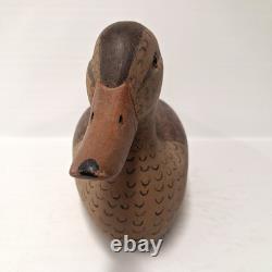 Déco de Canard Colvert en Bois Vintage Sculpté à la Main, Marqué WPM, Art Populaire Aviaire