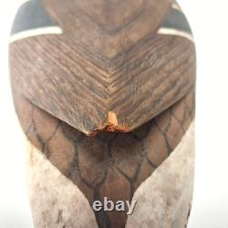Déco de Canard Colvert en Bois Vintage Sculpté à la Main, Marqué WPM, Art Populaire Aviaire