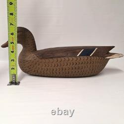 Déco de Canard Colvert en Bois Vintage Sculpté à la Main, Marqué WPM, Art Populaire Aviaire