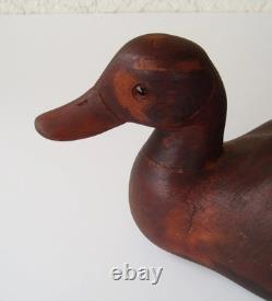 Déco de canard en bois signé Ketchum 44, sculptée à la main, art populaire vintage.