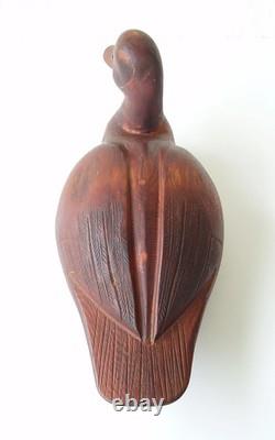 Déco de canard en bois signé Ketchum 44, sculptée à la main, art populaire vintage.