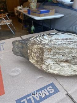 Déco de chasse en forme de canard Goldeneye antique en bois sculpté et peint vintage