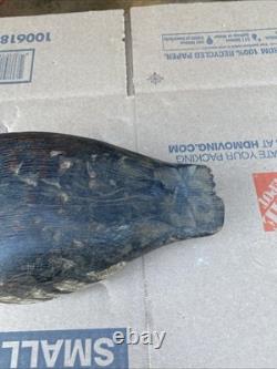 Déco de chasse en forme de canard Goldeneye antique en bois sculpté et peint vintage